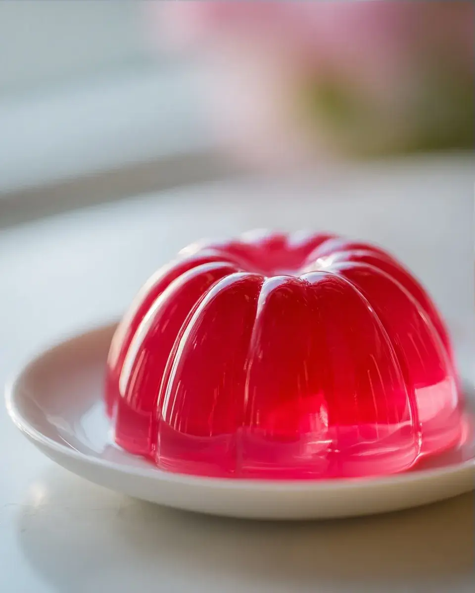 Close-up of smooth cranberry jello texture
