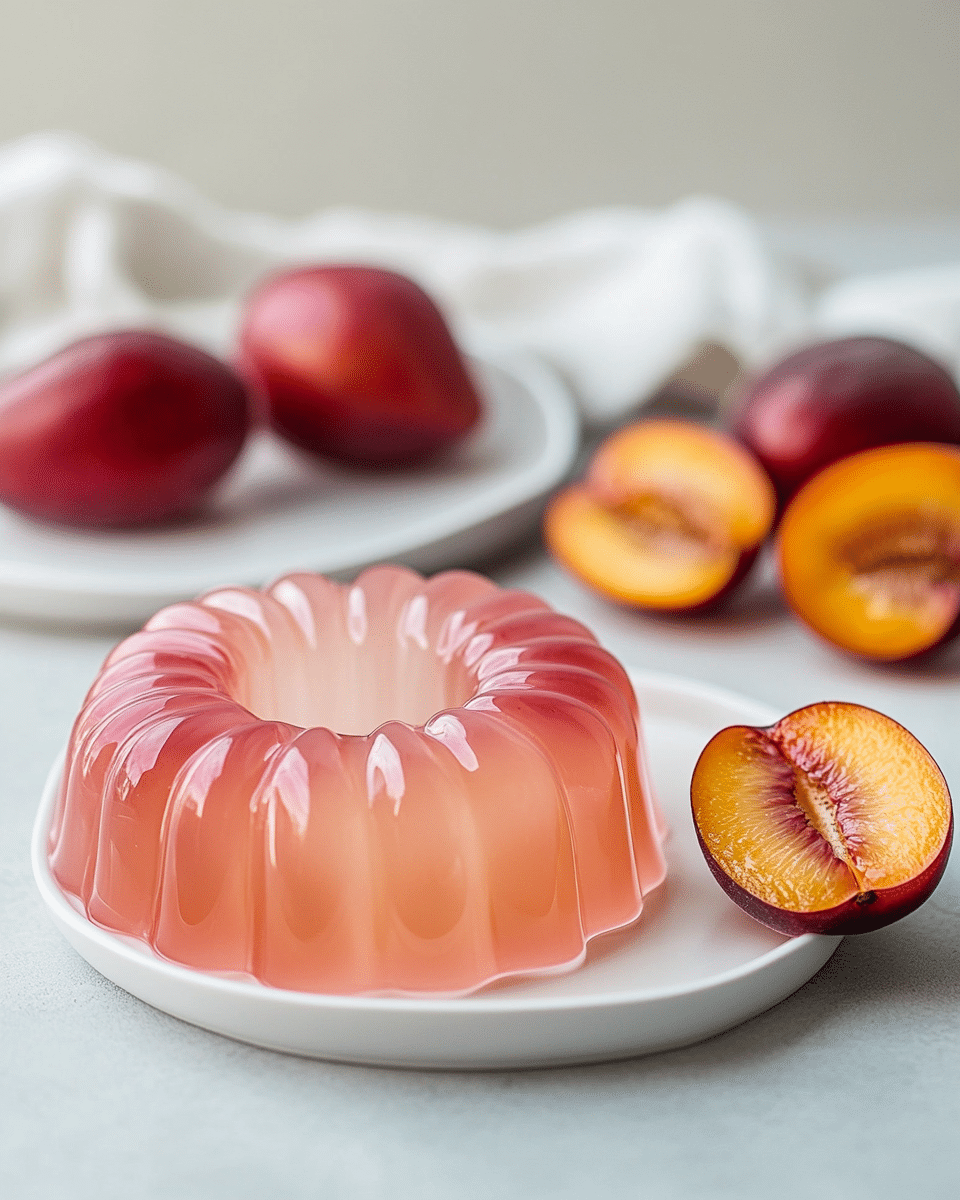 Close-up of nectarine gelatin