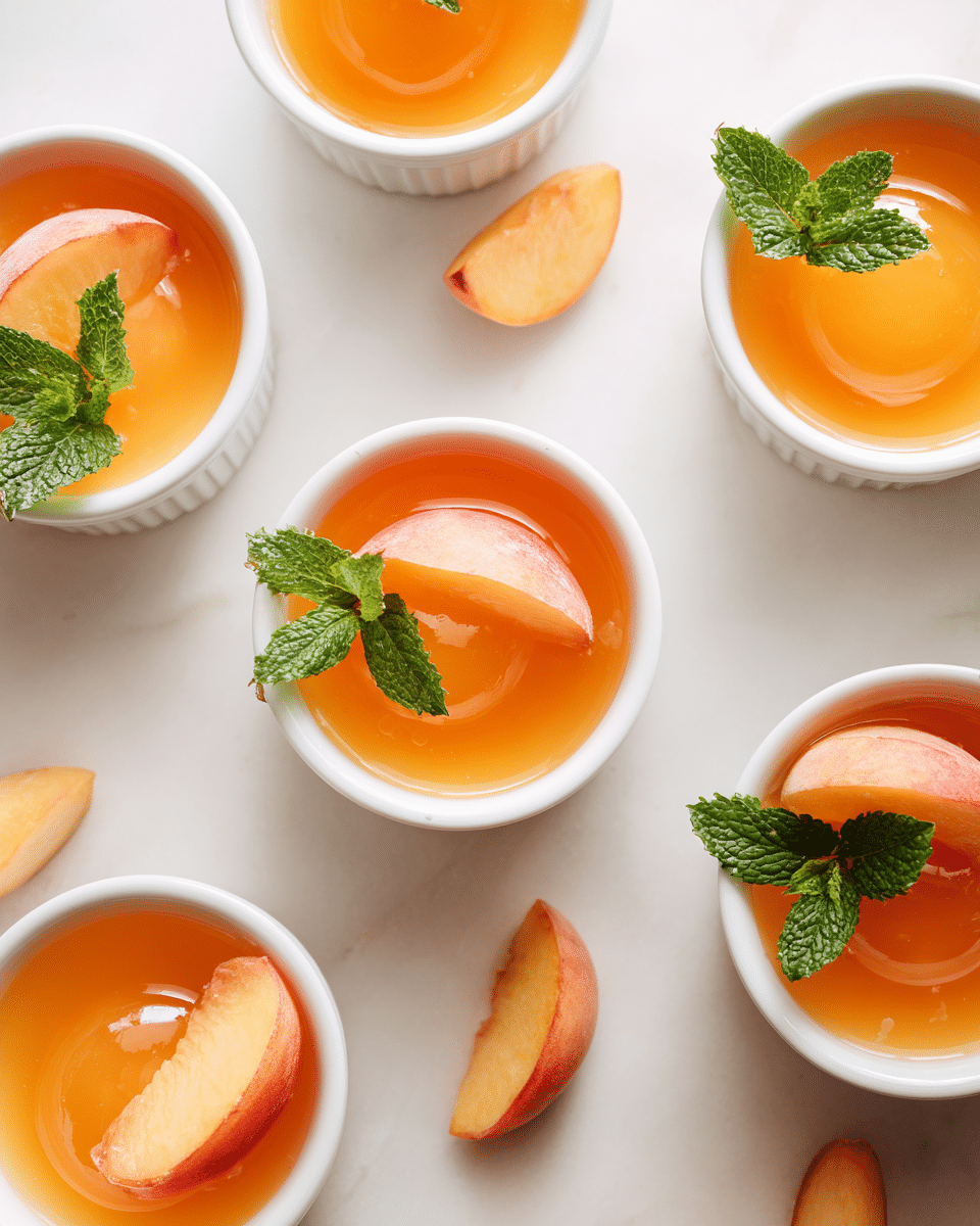 Close-up of peach gelatin texture