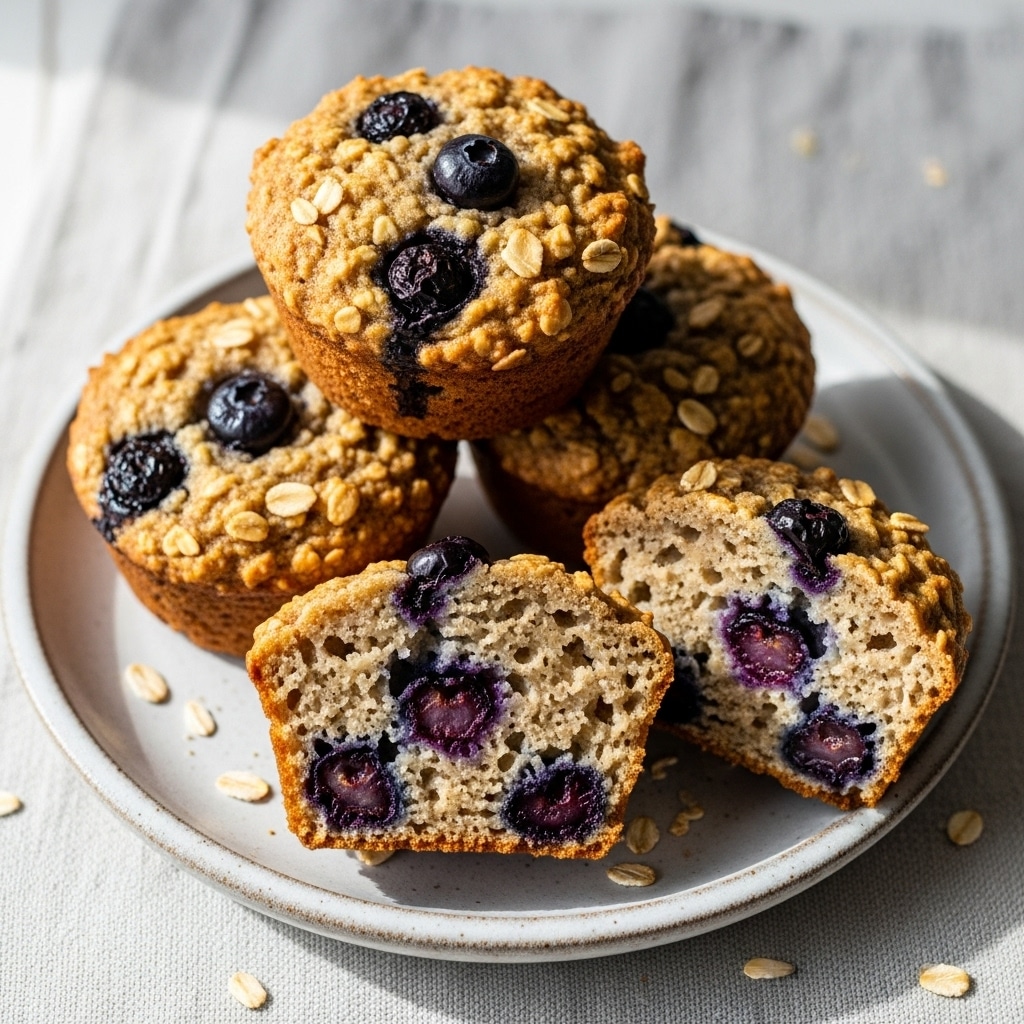 4 Ingredient Blueberry Banana Oatmeal Muffins