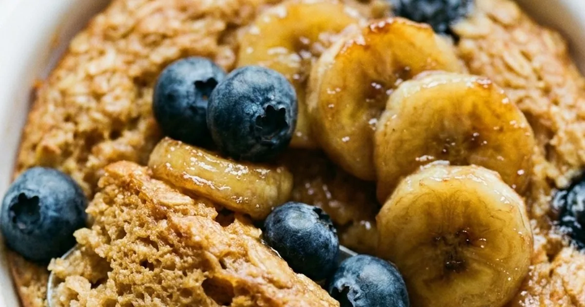Baked Oats with Banana and Blueberries