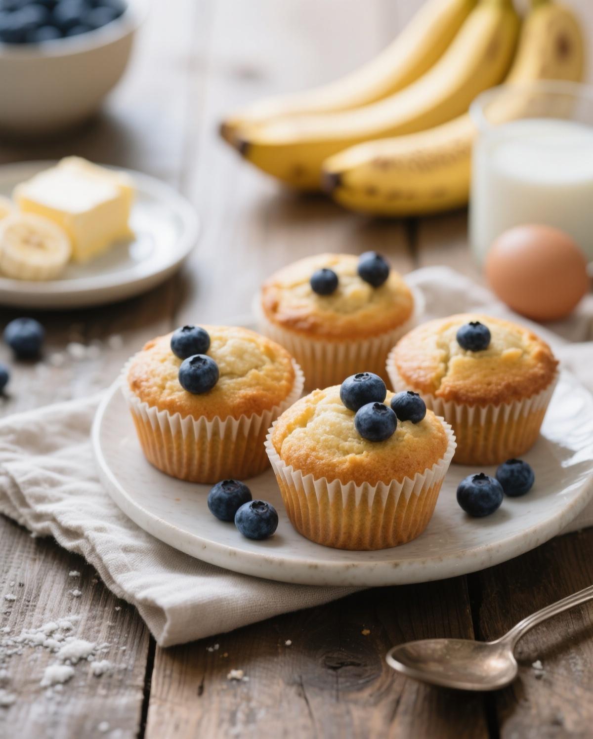 Mixing wet ingredients for banana blueberry muffins in a bowl