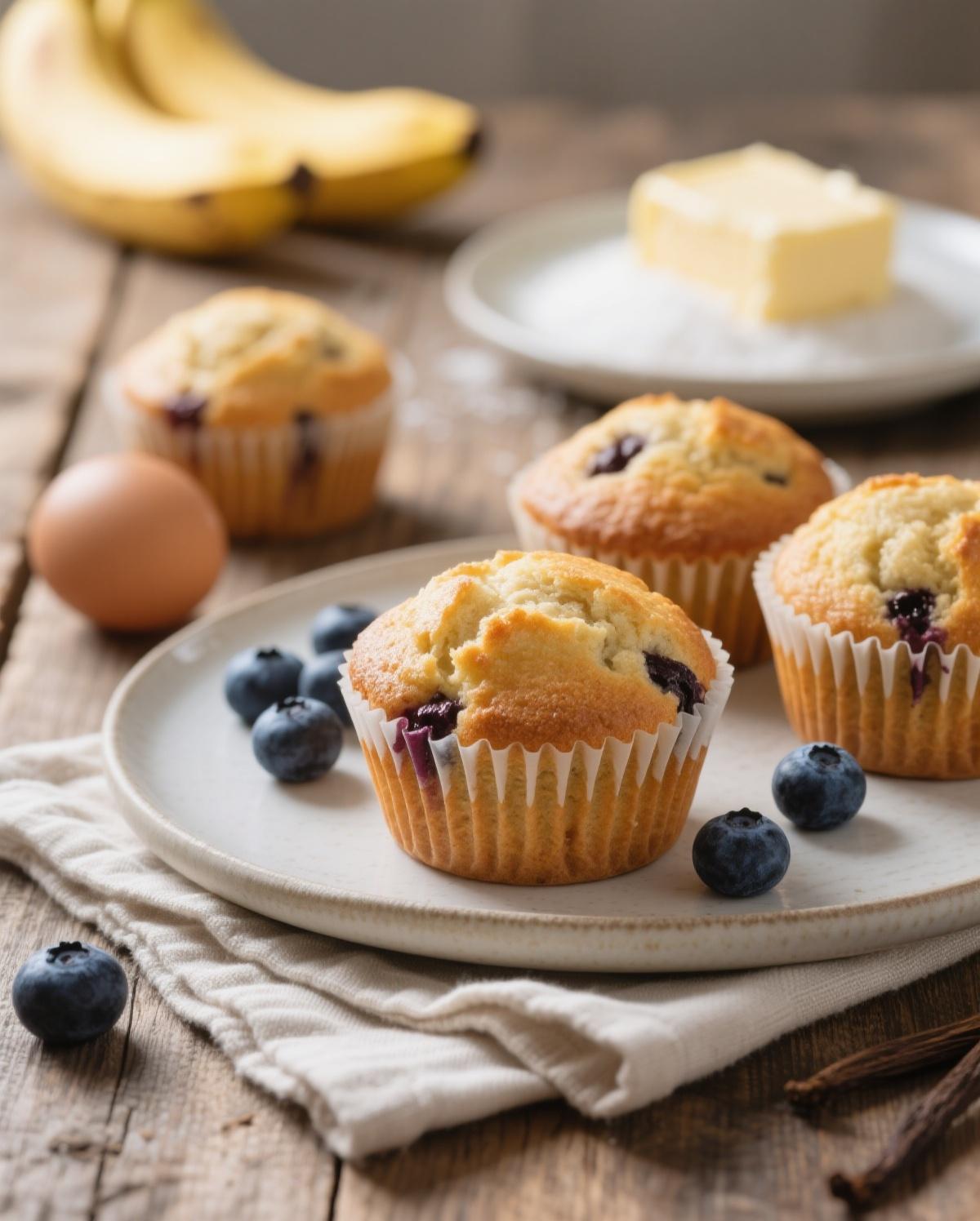 A batch of freshly baked moist banana muffins cooling on a rack