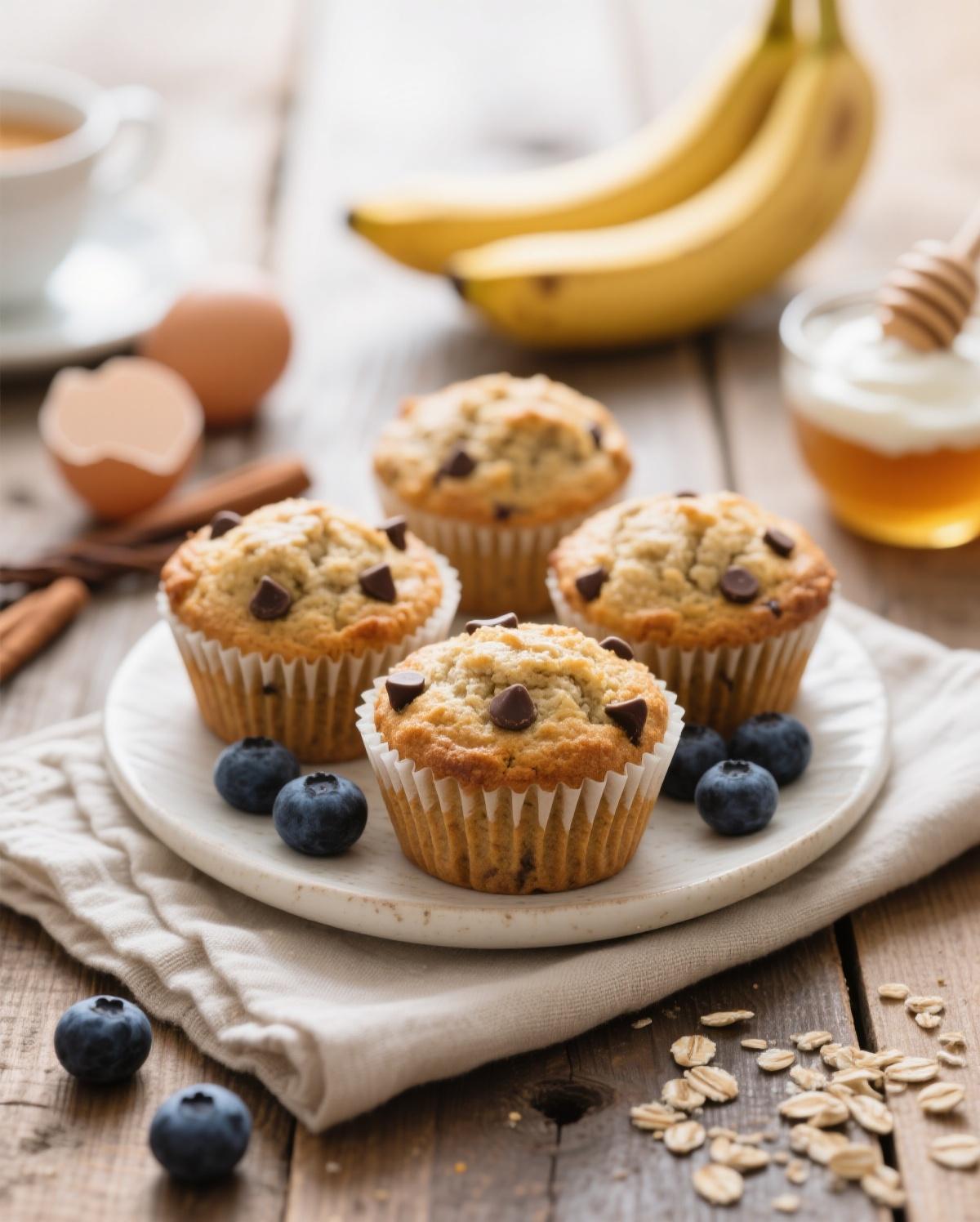 A tempting batch of fresh banana protein muffins on a cooling rack