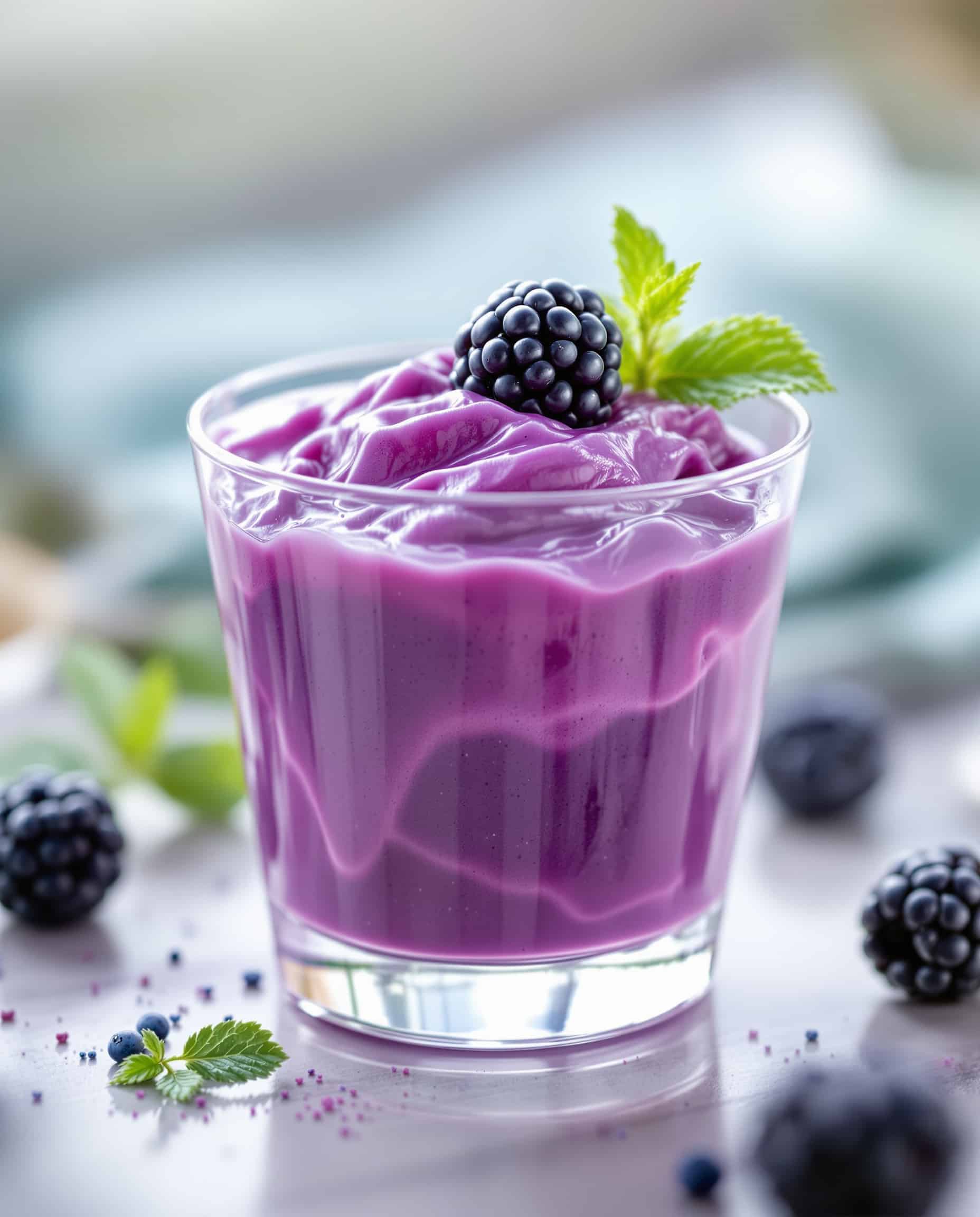 Close-up of a single violet pastel bariatric approved gelatin dessert.