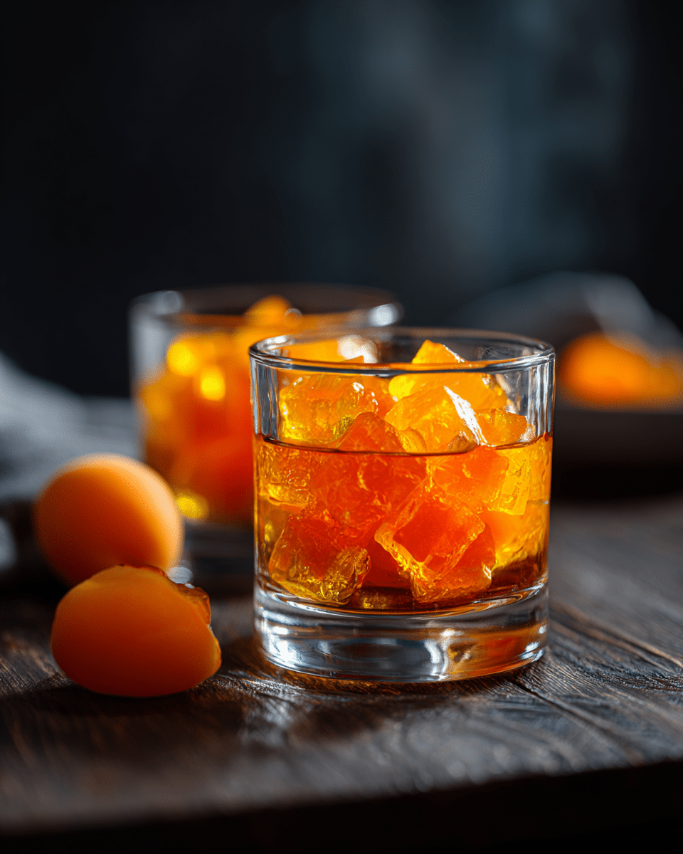 Close-up of apricot gelatin texture
