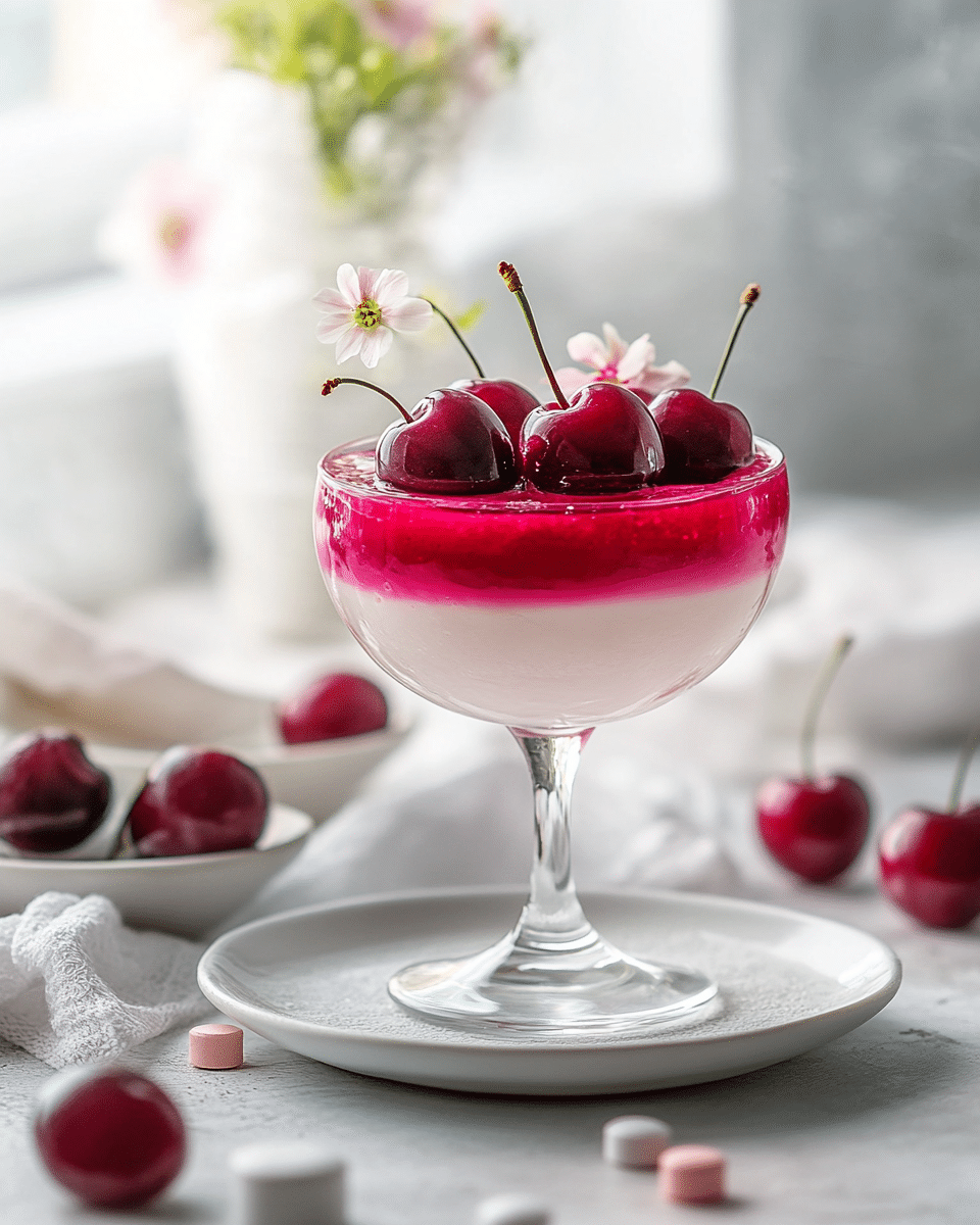 Close-up of cherry gelatin texture