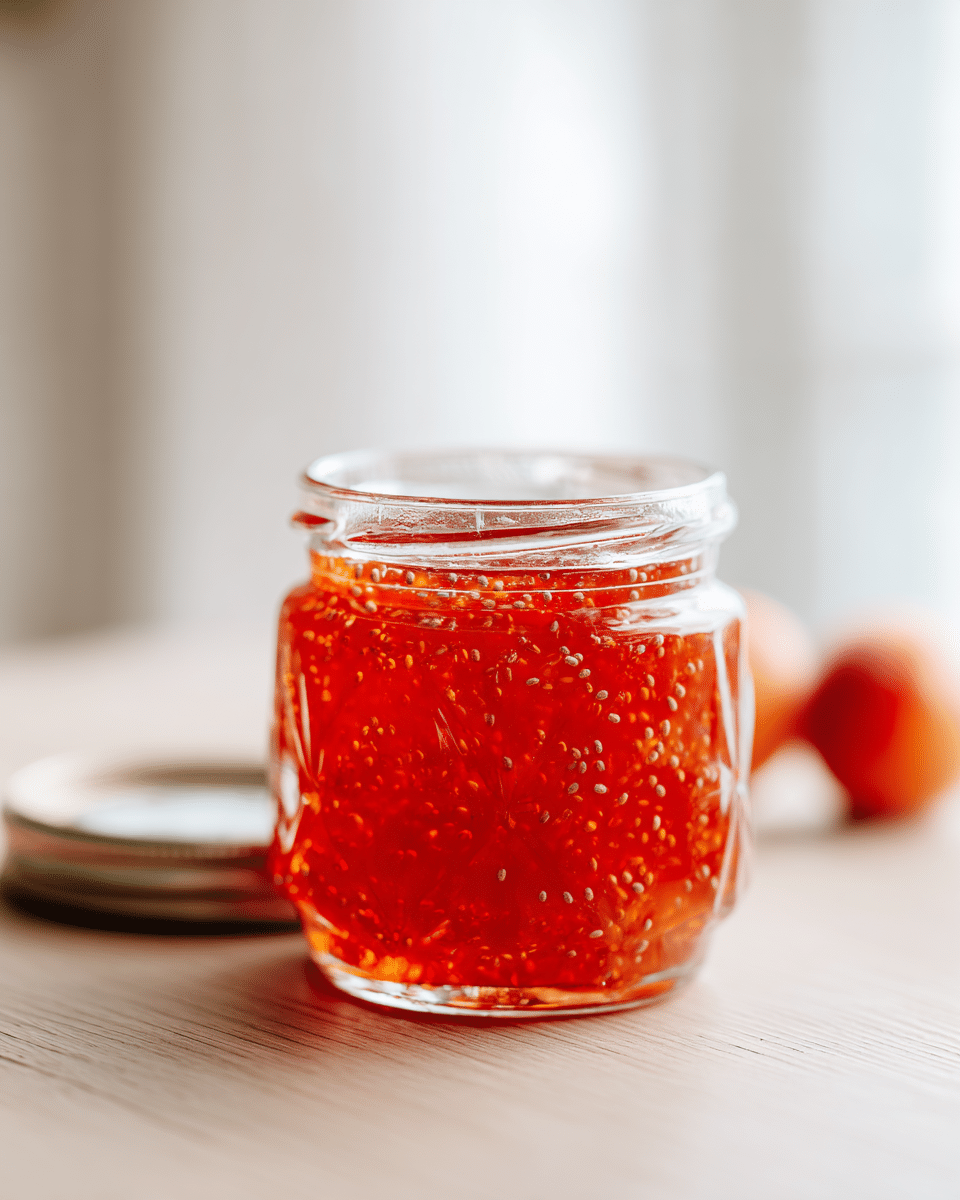 Close-up of chia seed gelatin texture