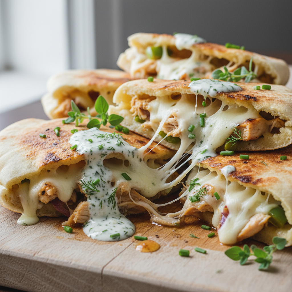 Chicken Pitas with Herby Ranch