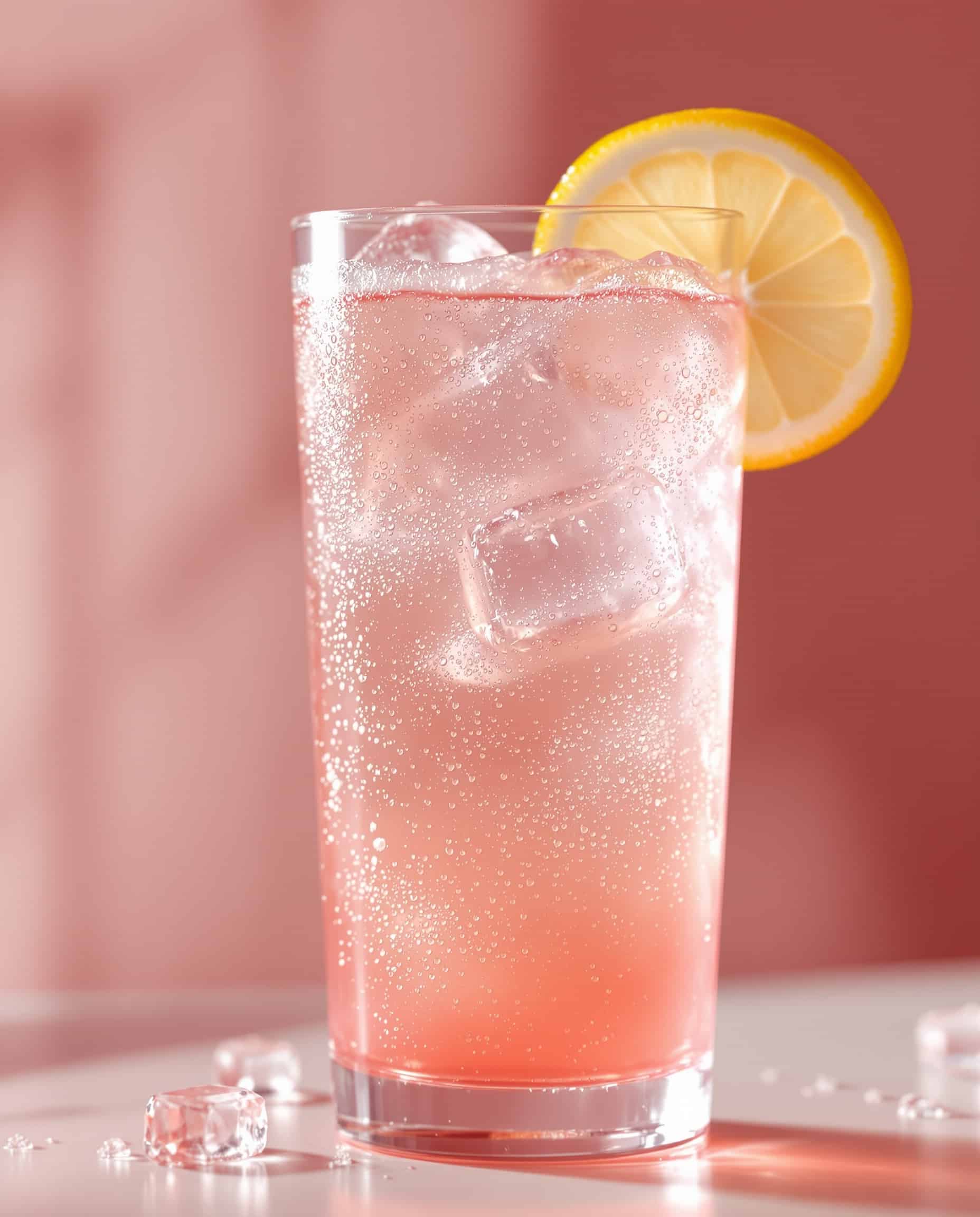 Close-up of a refreshing blanc-rose collagen peptides drink.
