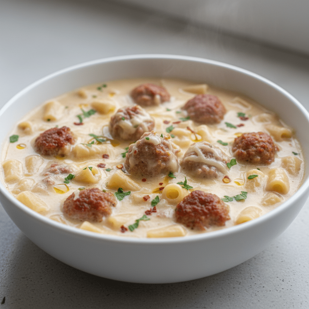Creamy Parmesan Italian Sausage Ditalini Soup
