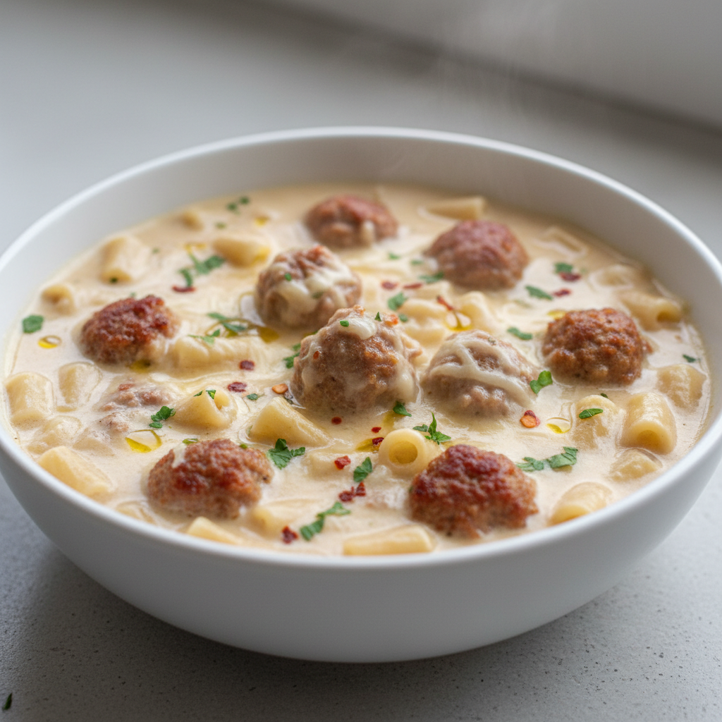 Creamy Parmesan Italian Sausage Ditalini Soup