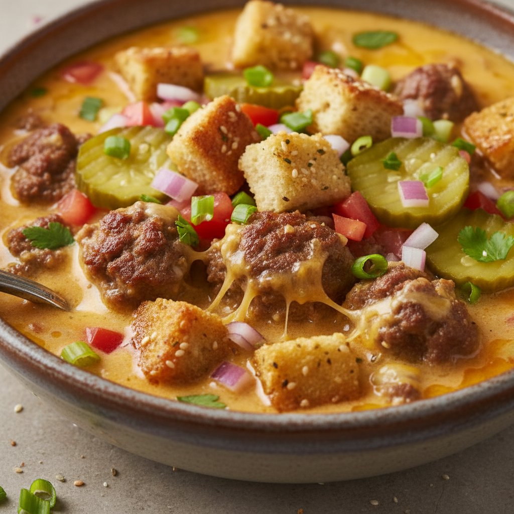Crockpot Cheeseburger & Hamburger Soup