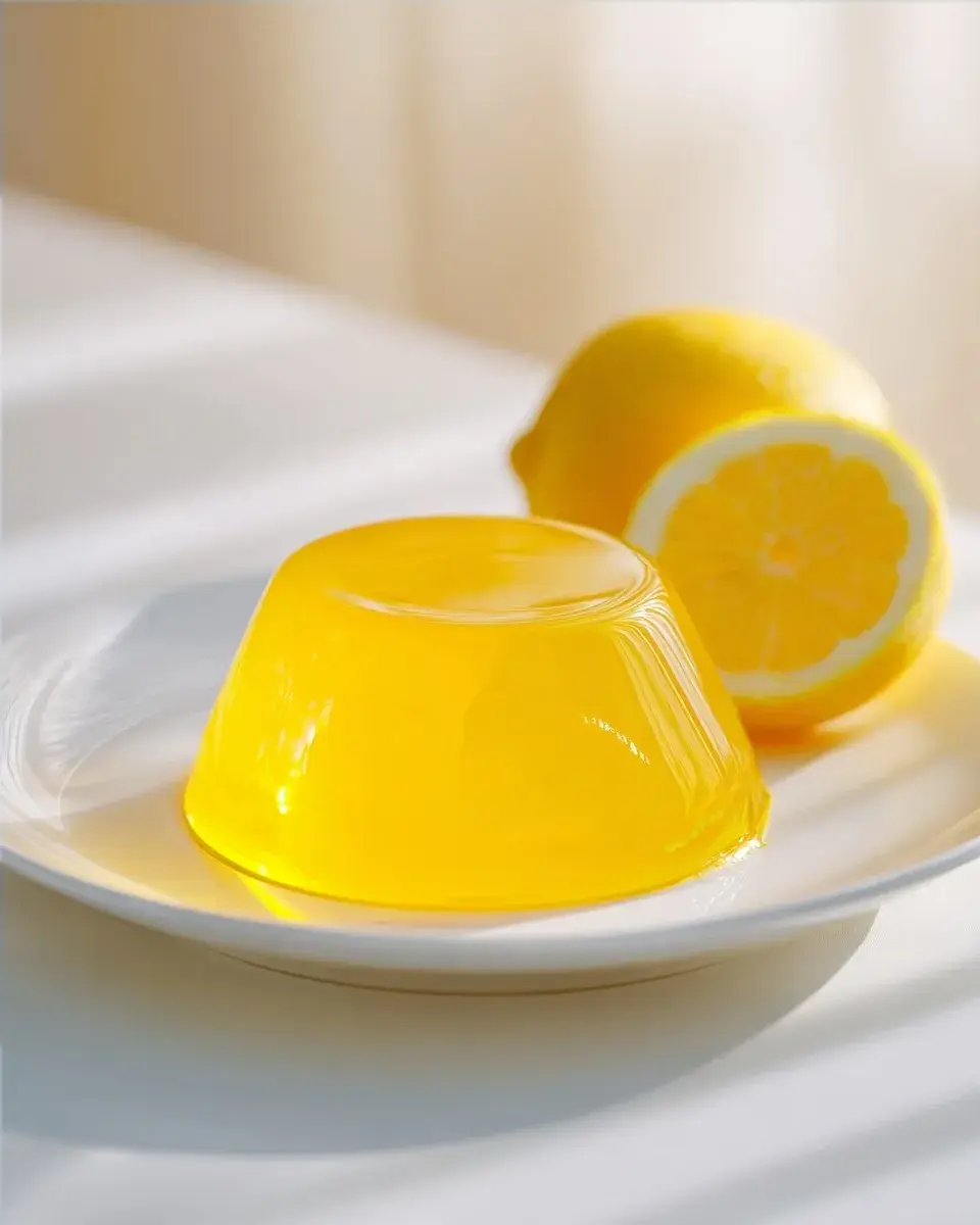 Close-up of smooth, translucent blueberry gelatin
