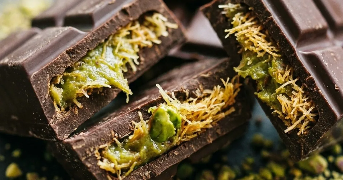 Dubai Chocolate Bars with Pistachio Filling