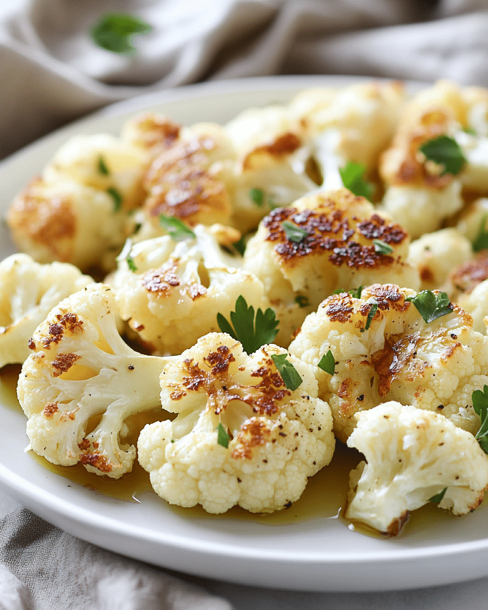 Close-up of caramelized cauliflower florets