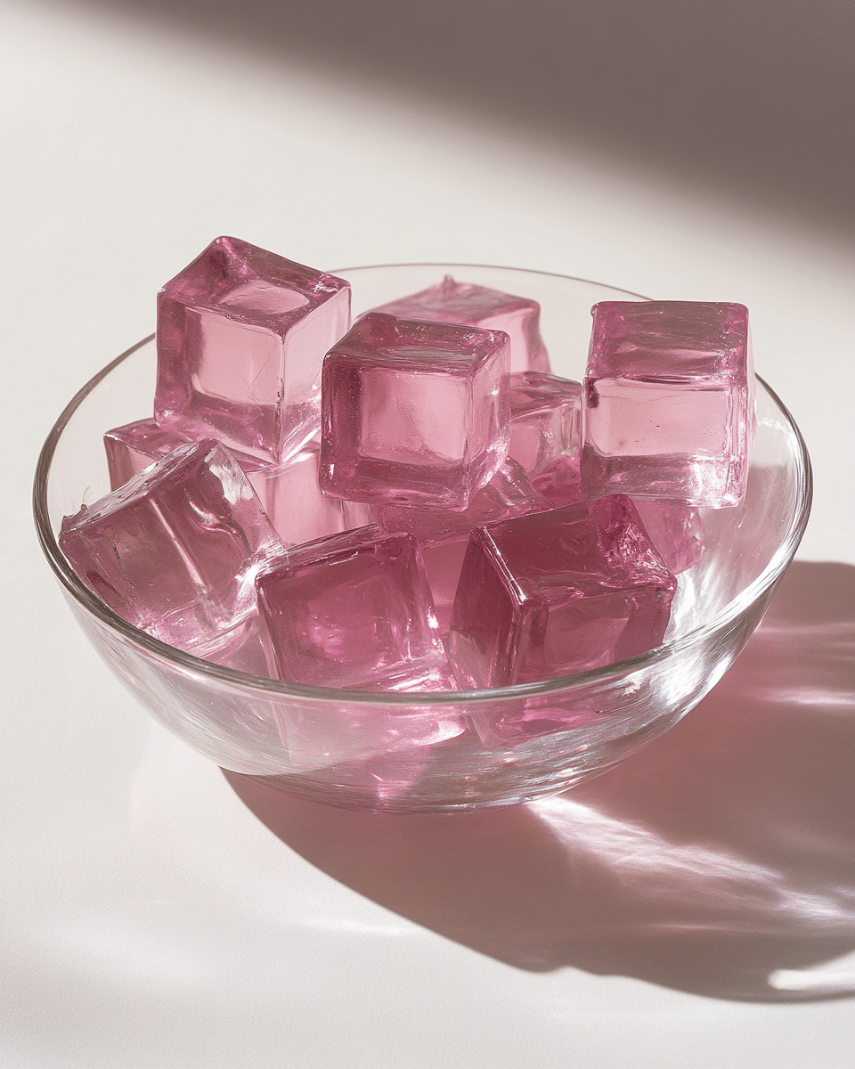 Close-up of gelatin cube texture