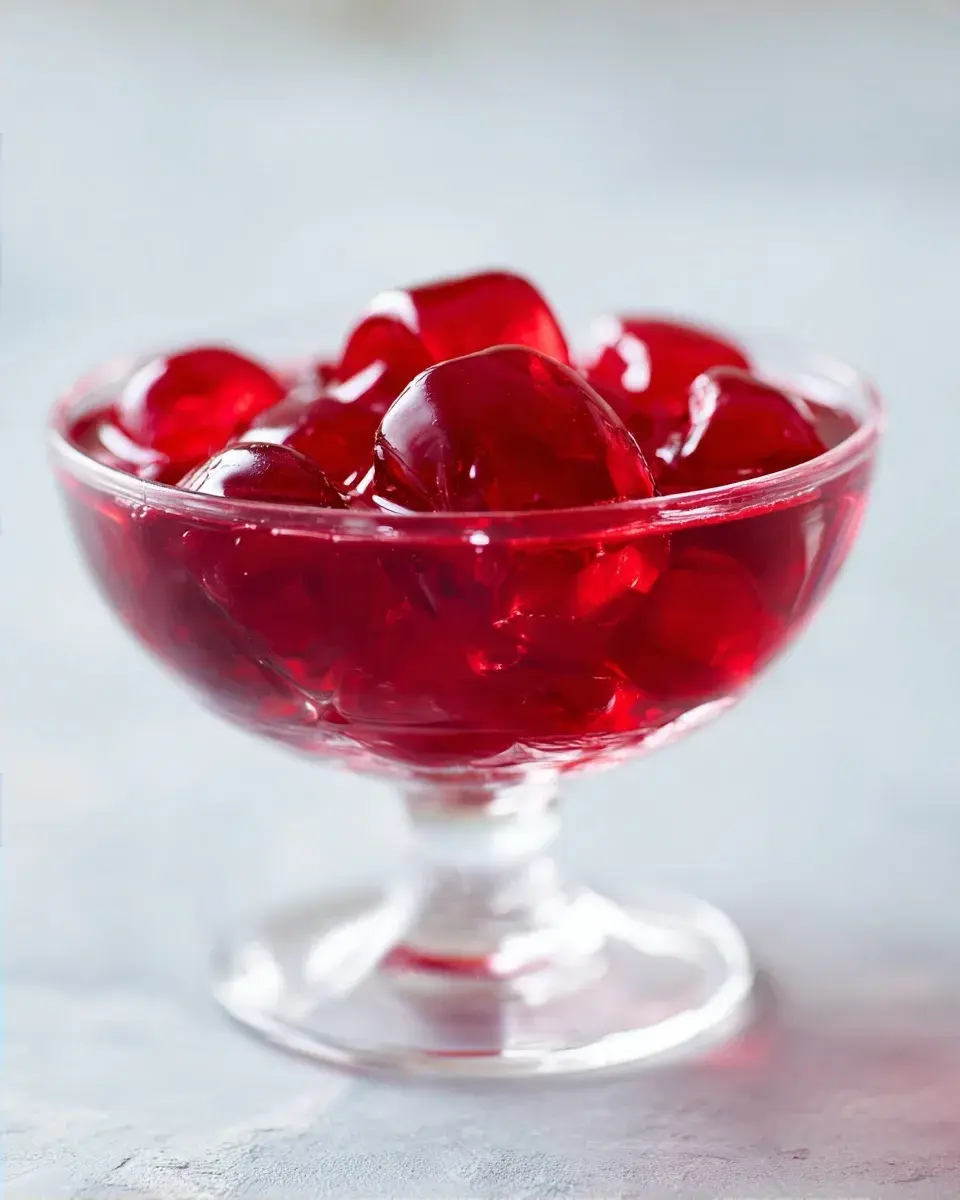 close‑up of strawberry gelatina texture