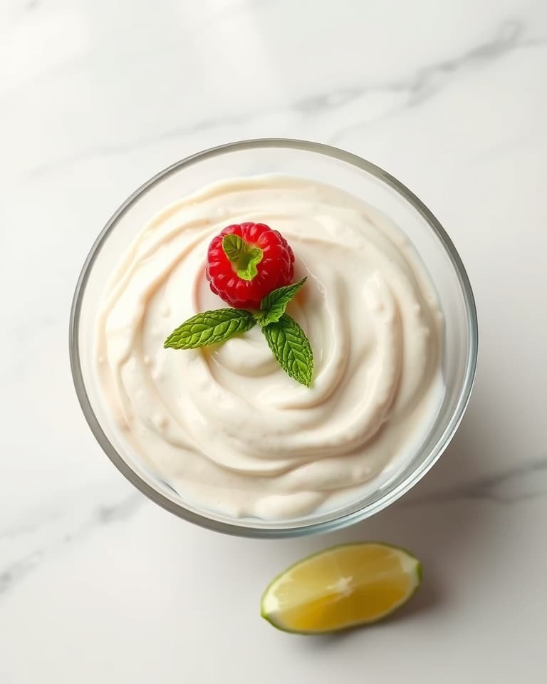 Close-up of blanc GLP-1 friendly protein bowl with raspberry