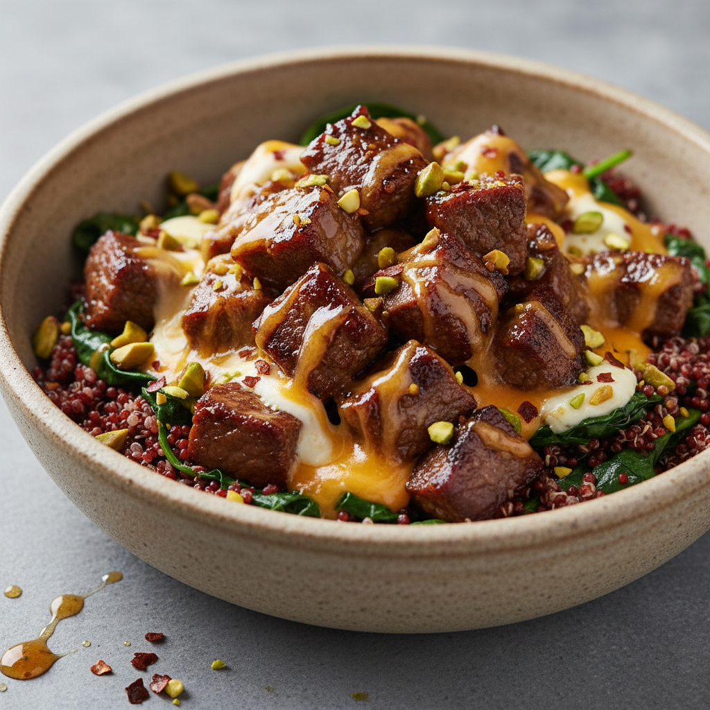 High Protein Hot Honey Beef Bowl