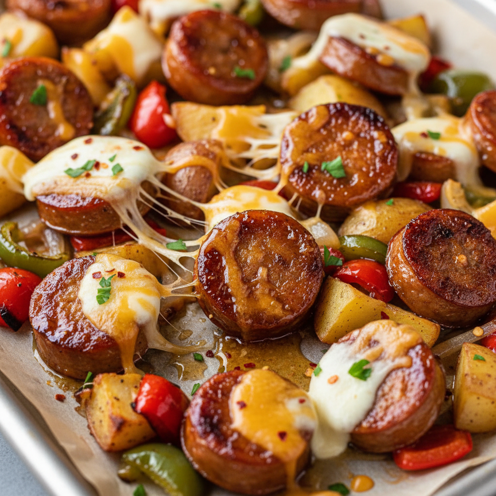 Honey Garlic Sheet Pan Sausage