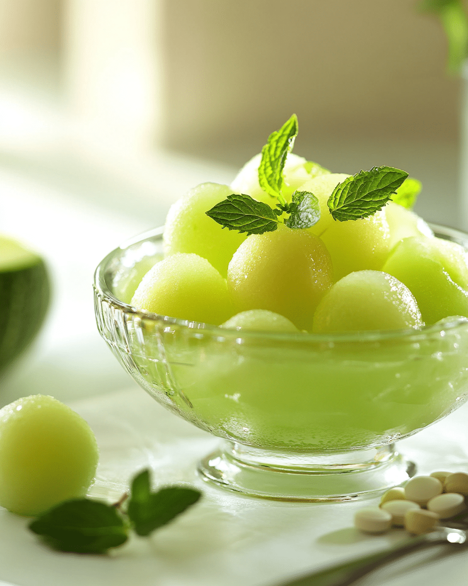 Close up of honeydew jello texture