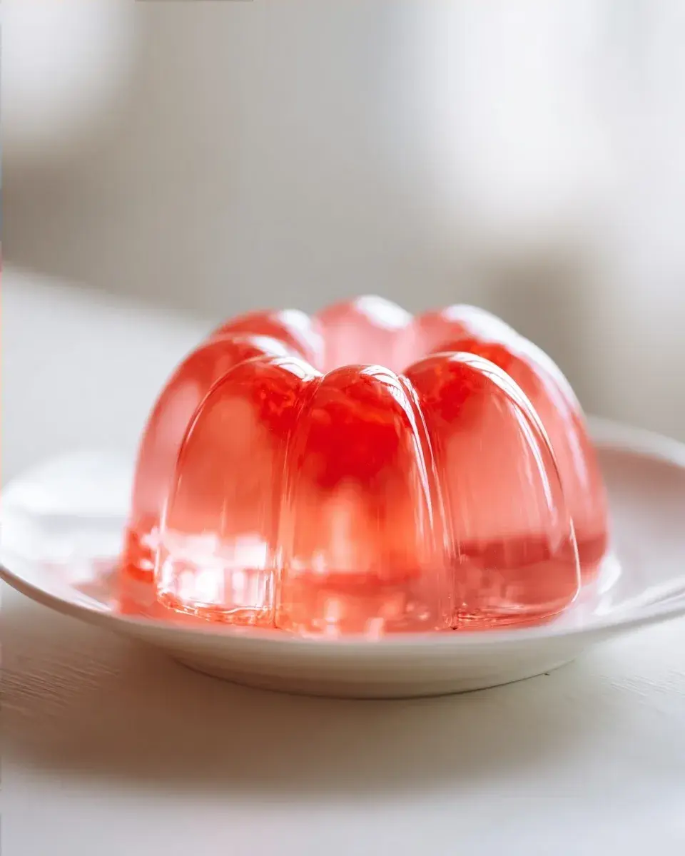 Close-up of gelatin texture and garnish