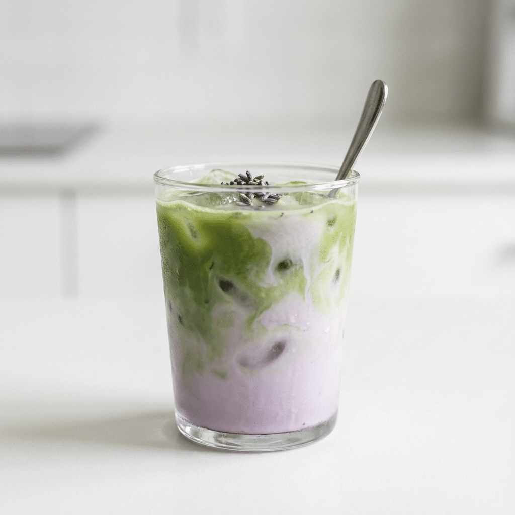 iced lavender matcha latte