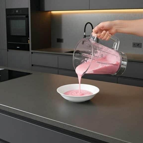 Pouring strawberry mixture