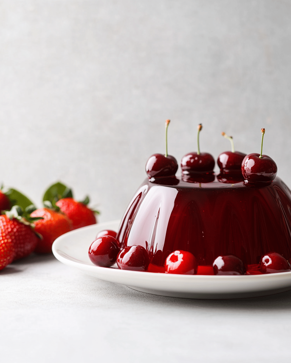 Close up of gelatin dessert slice