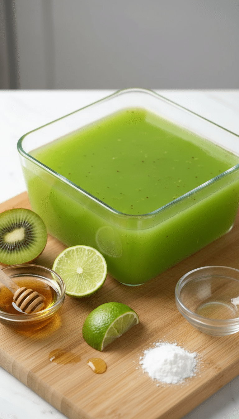 kiwi lime gelatin slices cooking ingredients close-up