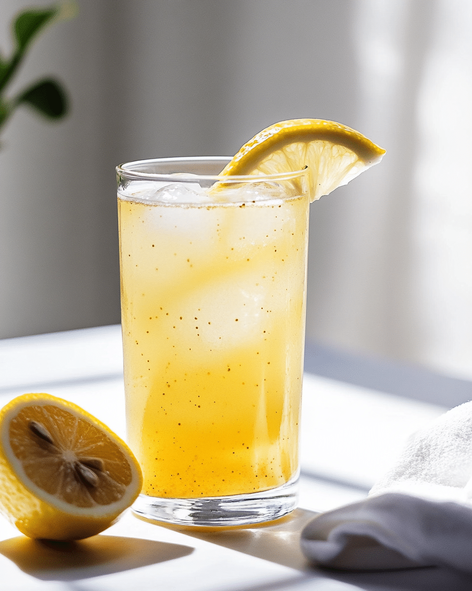 Close-up of lemon detox drink