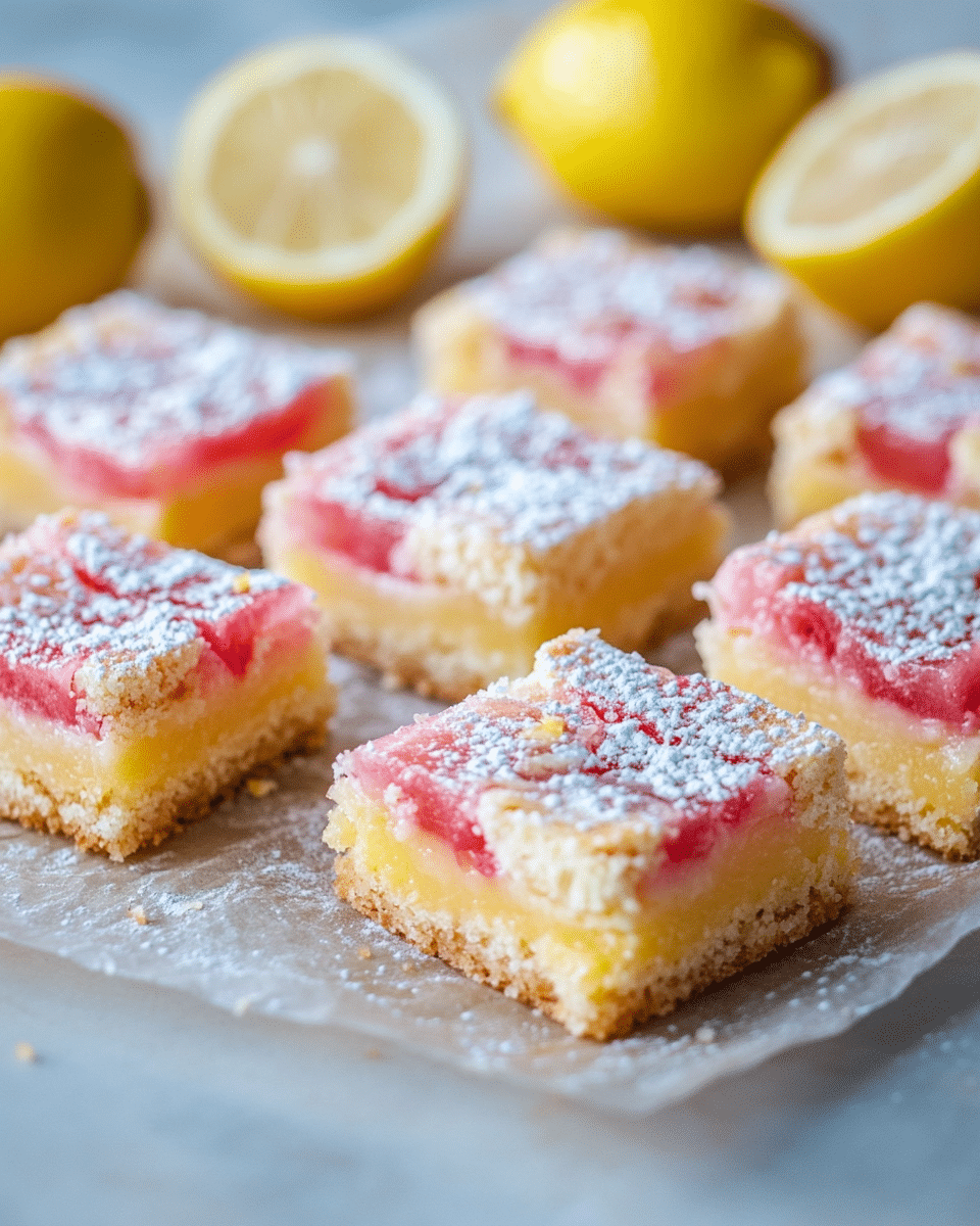 Close-up of Lemony Rhubarb Bar