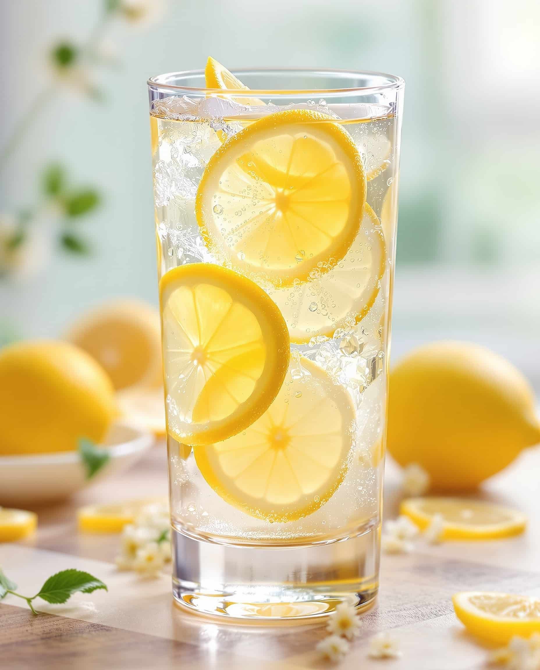 Close-up of jiggly lipojaro jello recipe weight loss drink with lemon.