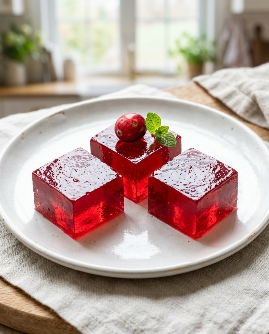 Close-up of red Meghan Trainor Weight Loss Gelatin Recipe cubes