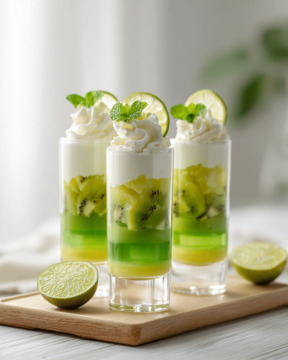 Close-up of kiwi gelatin texture