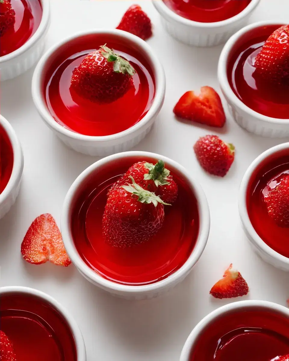 Extreme close-up of a single pale pink No-Bake Strawberry Jello Cool Whip Bite with a fresh strawberry slice on top, showing airy texture.
