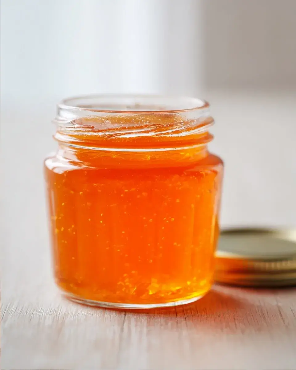 Close up of orange fluff jello salad texture