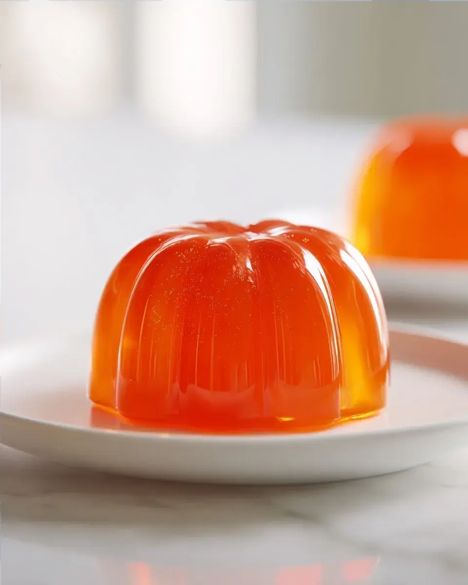 Close-up of orange jello salad texture