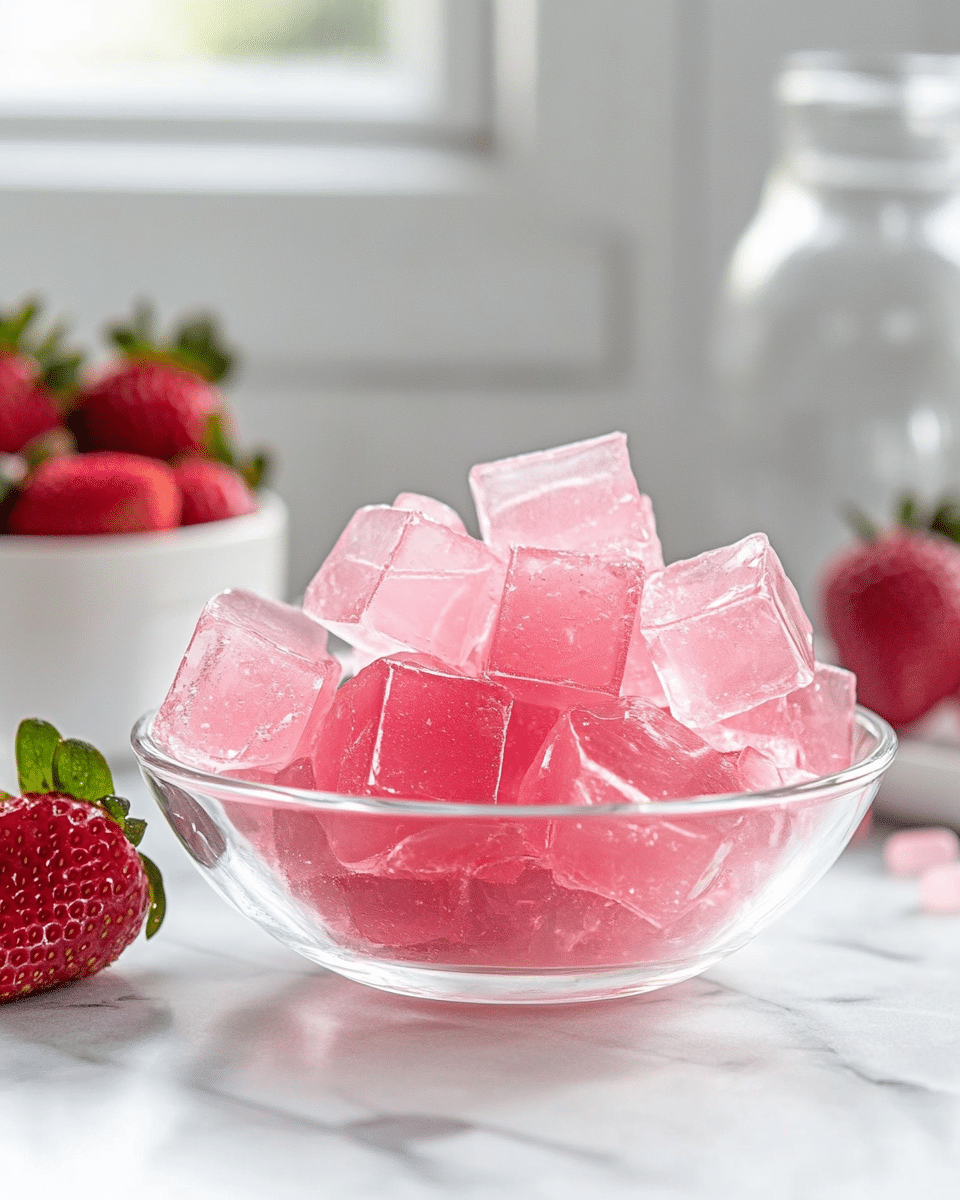 Close-up of pink gelatin texture