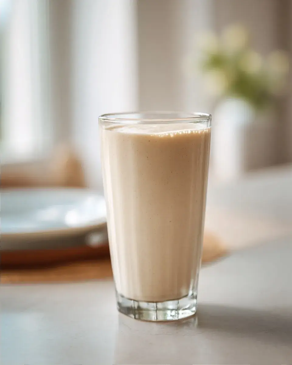 Close-up of creamy protein shake texture