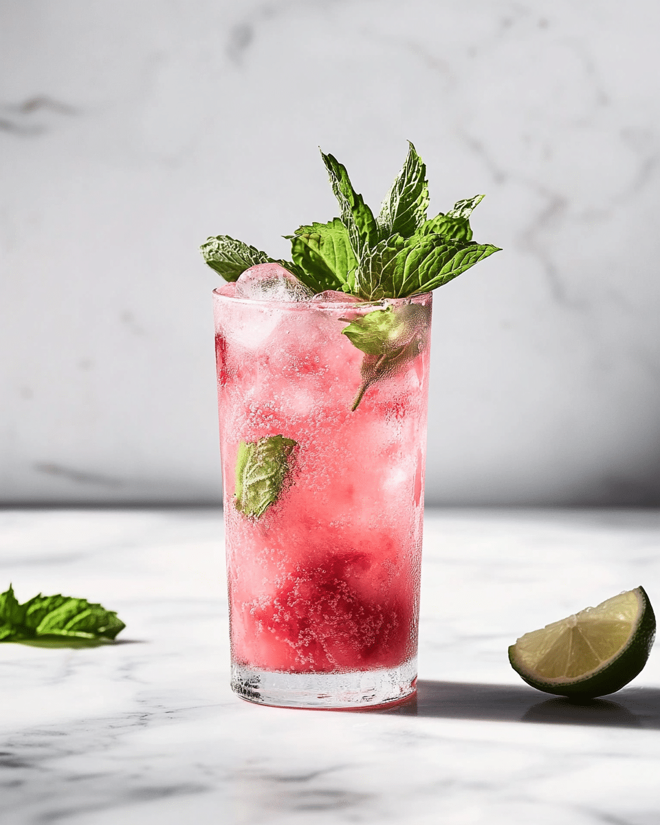 Close up of Rhubarb Mojito