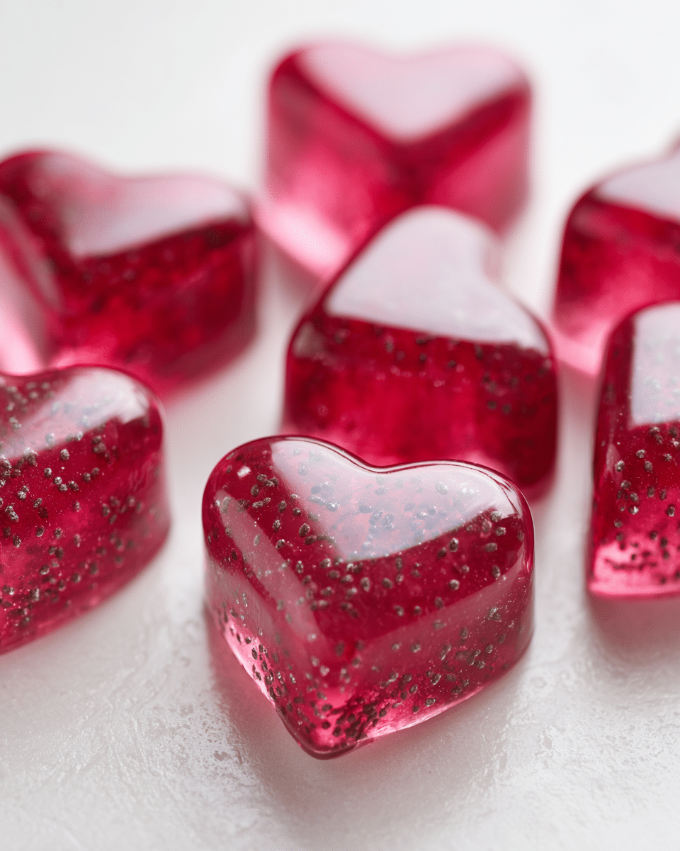Close-up of Sharon Raspberry Chia Gelatin texture
