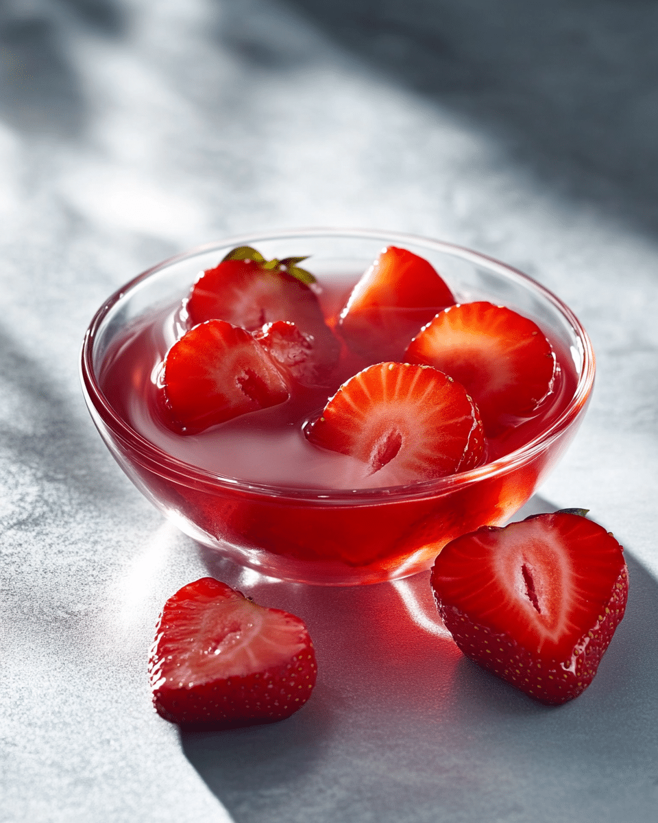 Close up of strawberry gelatin