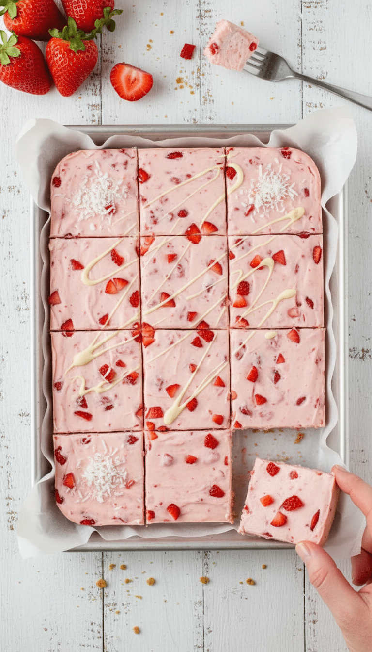two-ingredient strawberry tray squares cooking ingredients close-up